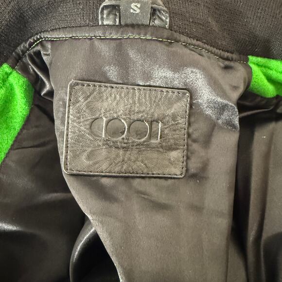 Emerald Kelly Green Cropped Letterman Varsity Jacket | Wool & Leather | Small - Picture 16 of 16